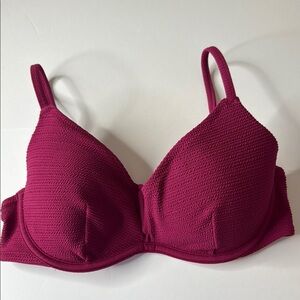 Shade & Shore Berry Textured Underwire Bikini Swim Top 34C